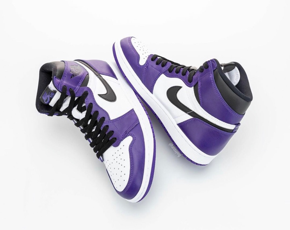 nike air jordan 1 retro high og court purple & white