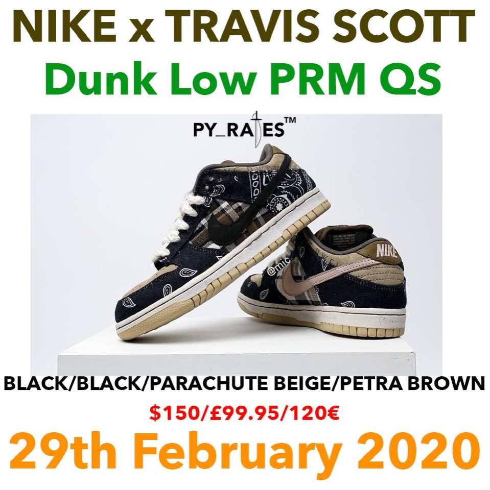 Travis Scott × Nike SB】Dunk Low PRM QS “Cactus Jack”が国内2月29日 