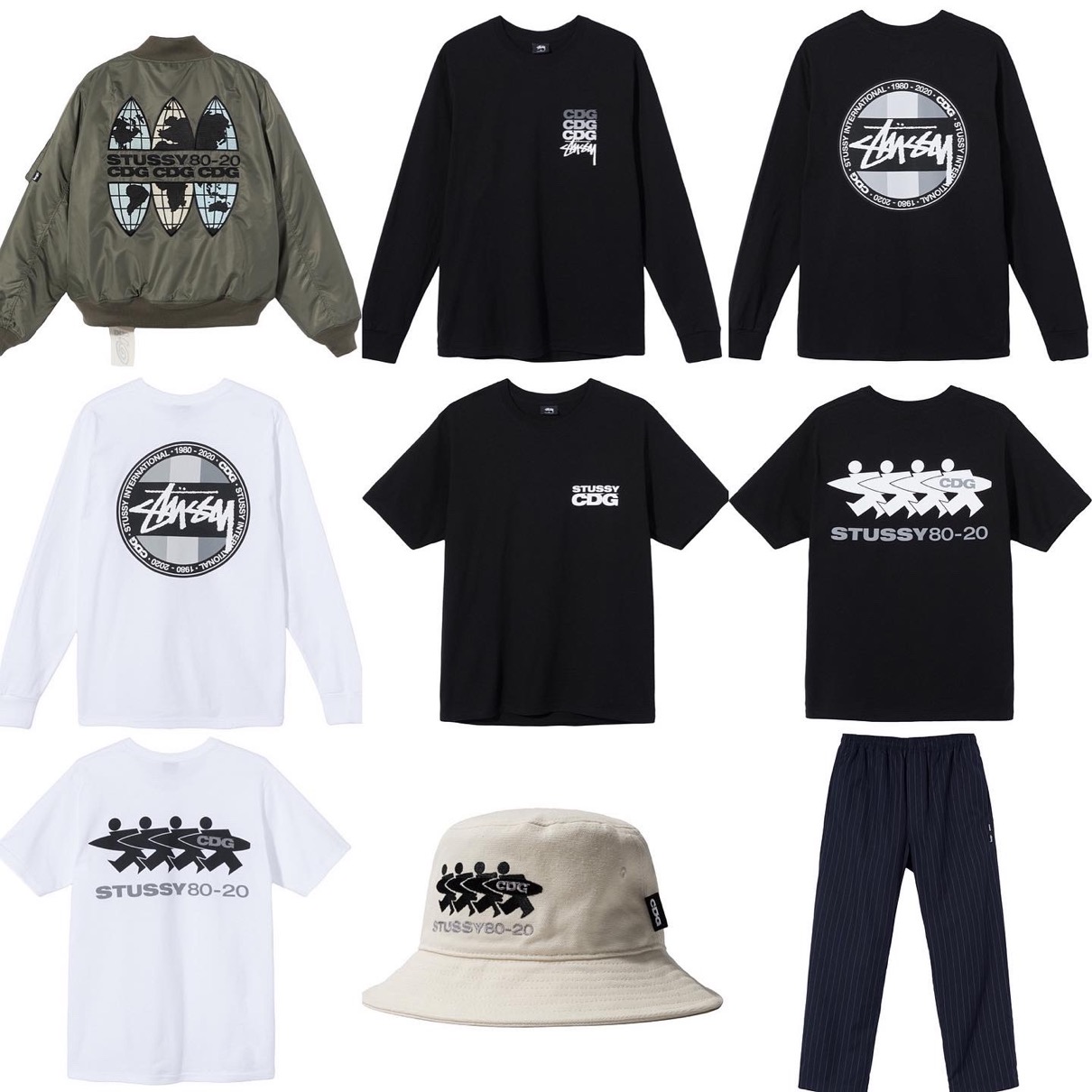 STUSSY CDGステューシー40周年限定腕章刺繍野球ウェア男女兼用-