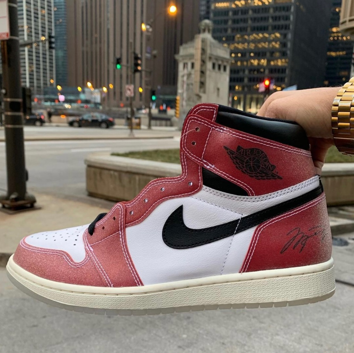 NIKE ナイキ ×The Trophy Room AIR JORDAN 1 RETRO HIGH OG SP Chicago トロフィールーム エアジョーダン1 シカゴ ハイカットスニーカーシューズ レッド US10 DA2728-100