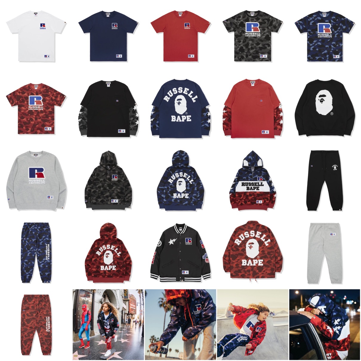 BAPE® × RUSSELL ATHLETIC®】初コラボコレクションが12月26日に