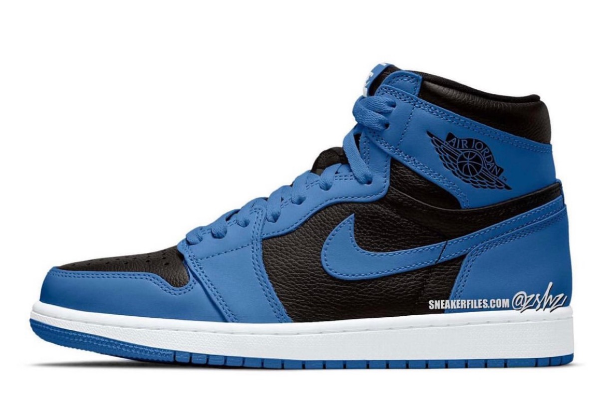 blue and black air jordans 1