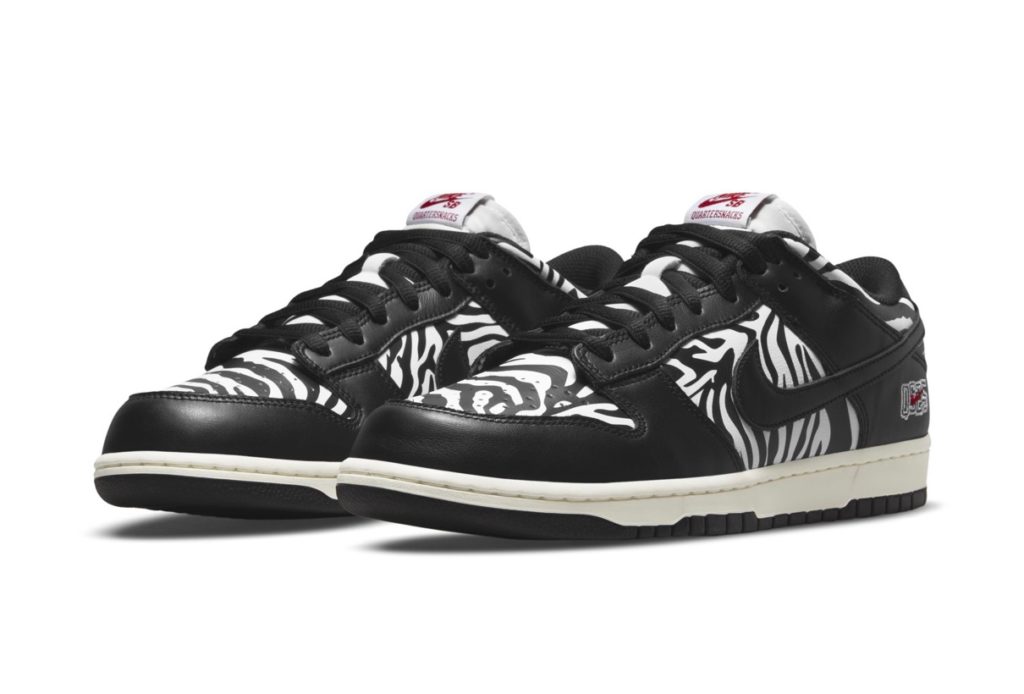nike sb dunk low og qs quartersnacks zebra