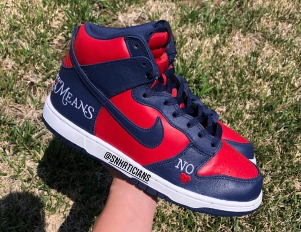 supreme nike dunk high by any means