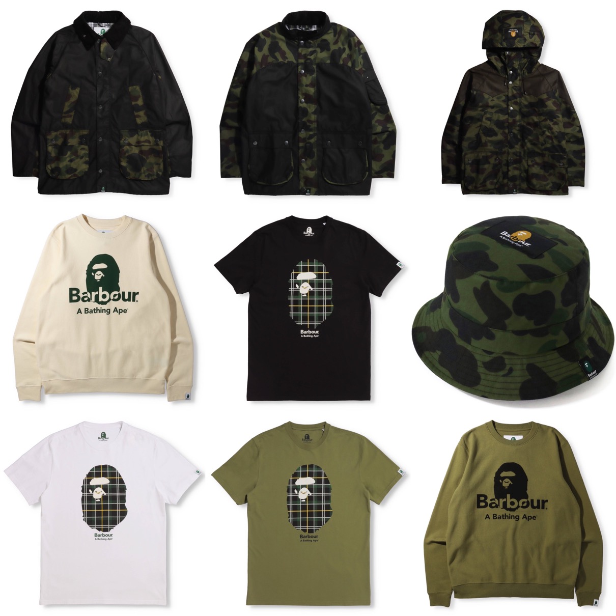 BAPE®︎ × Barbour 初コラボコレクションが国内10月17日に発売予定