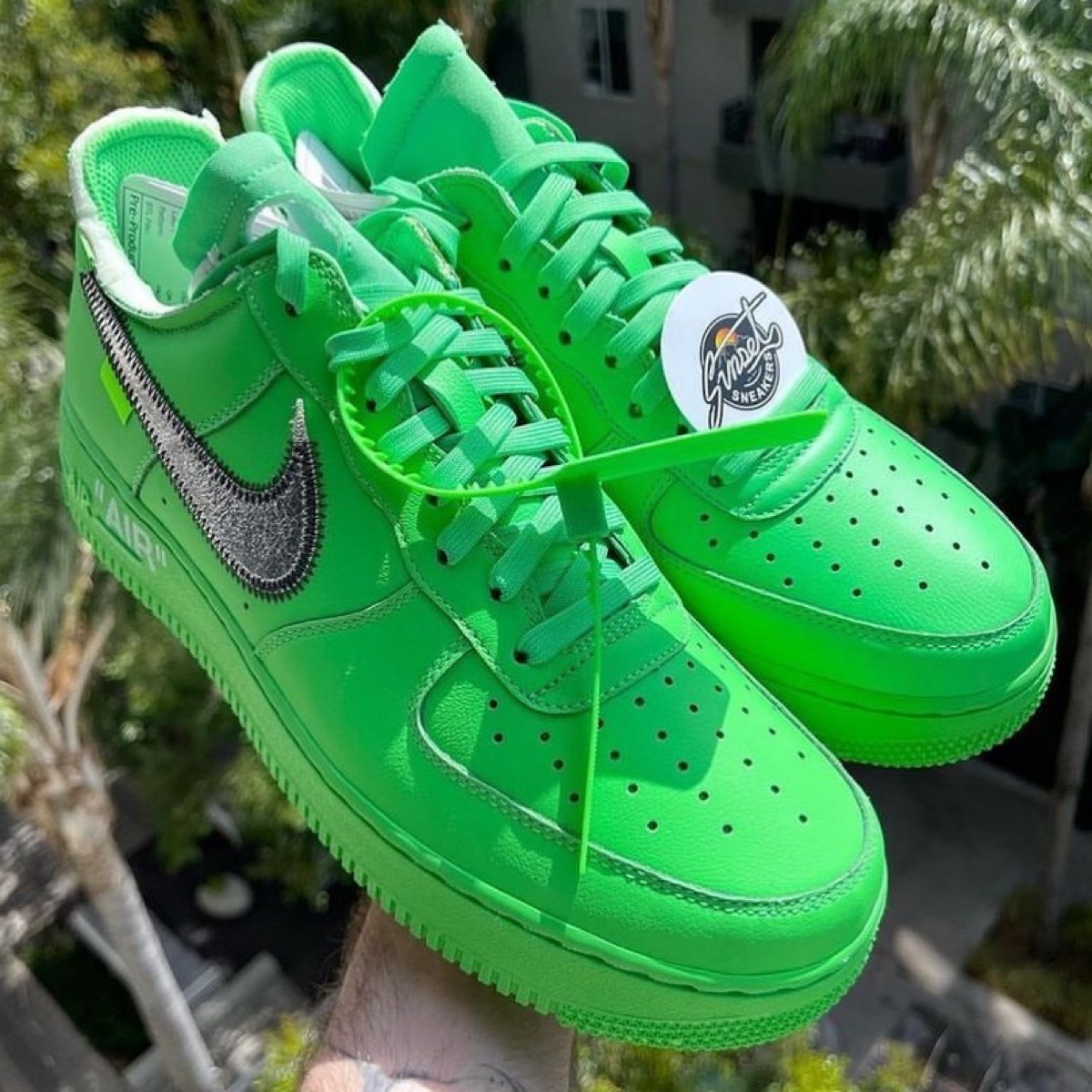 NIKE×OFF-WHITE 2022AW AIR FORCE 1 LOW SP BK Brooklyn Green DX1419-300 オフホワイト×ナイキ エアフォース1 ブルックリン グリーン ローカットスニーカー ヴァージル・アブロー ネオングリーン サイズUS9.5(27.5cm) 【230307】【新古品】【me04】