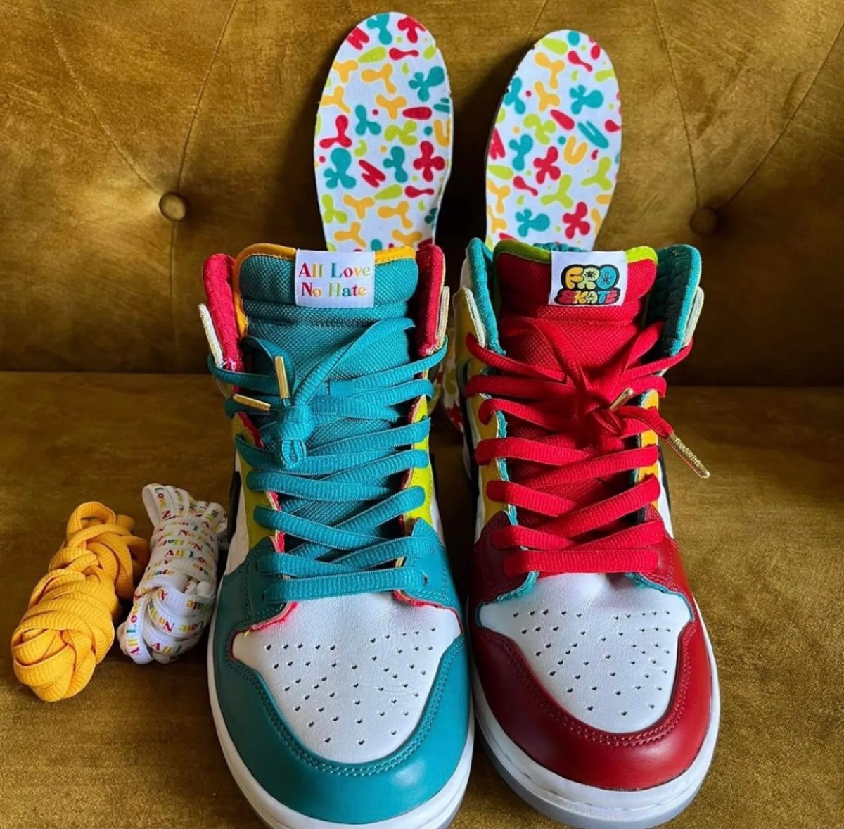 NIKE ナイキ ×FROSKATE SB DUNK HIGH PRO QS ALL LOVE DH7778-100 フロスケート SB ダンク ハイ プロ QS オール ラブ ハイカットスニーカー US9 マルチ