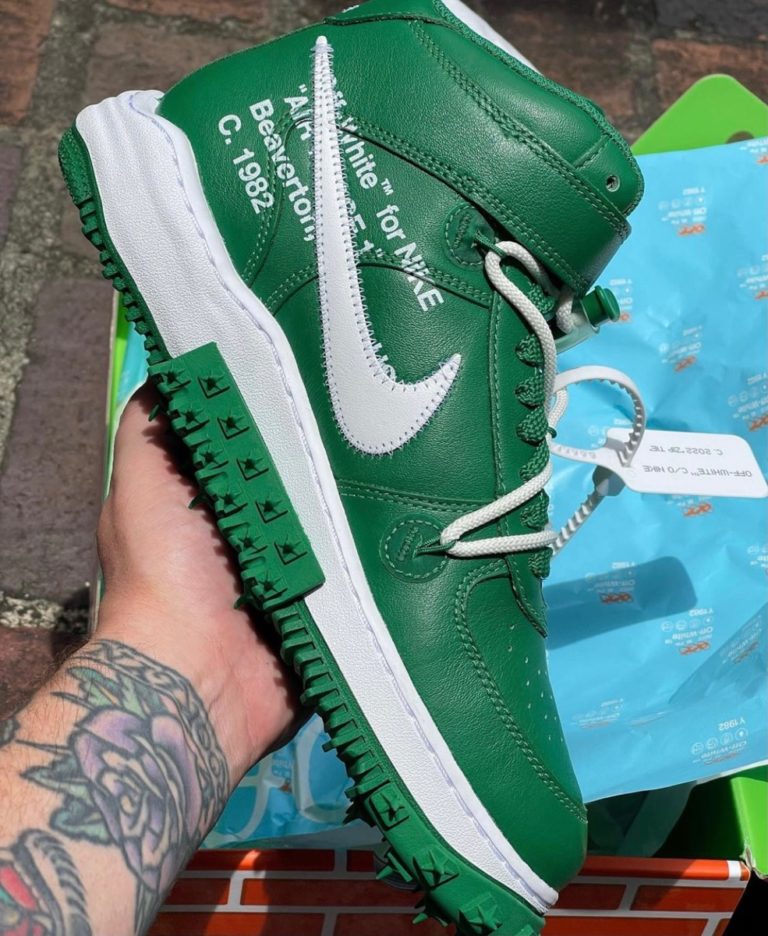 off white nike air force 1 green