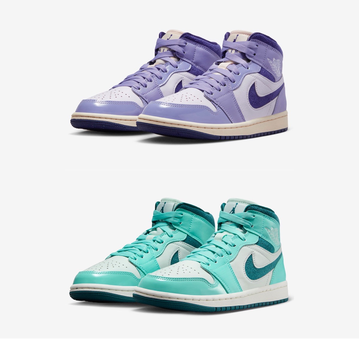 Nike Wmns Air Jordan 1 Mid “Bleached Turquoise” & “Sky J Purple”が 