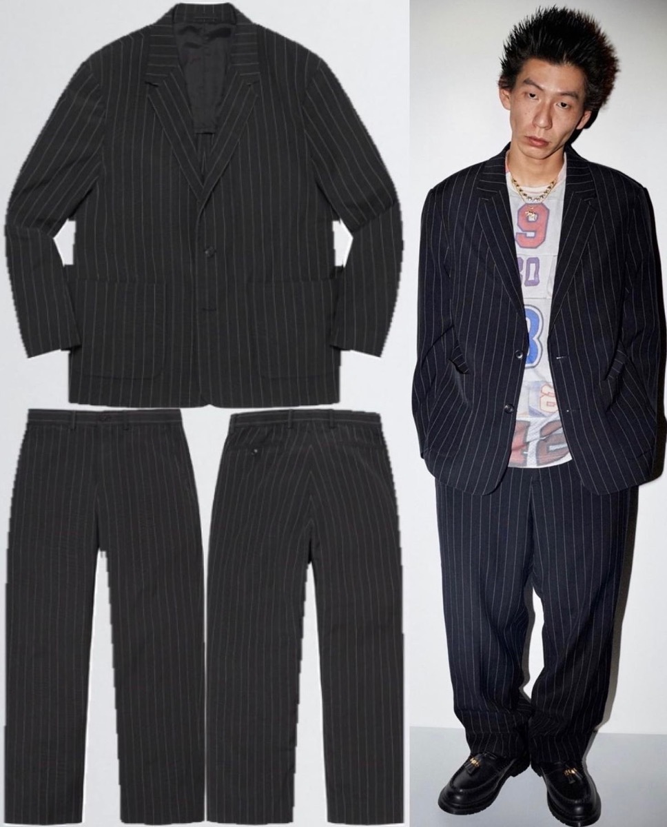 ブラック【新品M】Supreme Lightweight Pinstripe Suit
