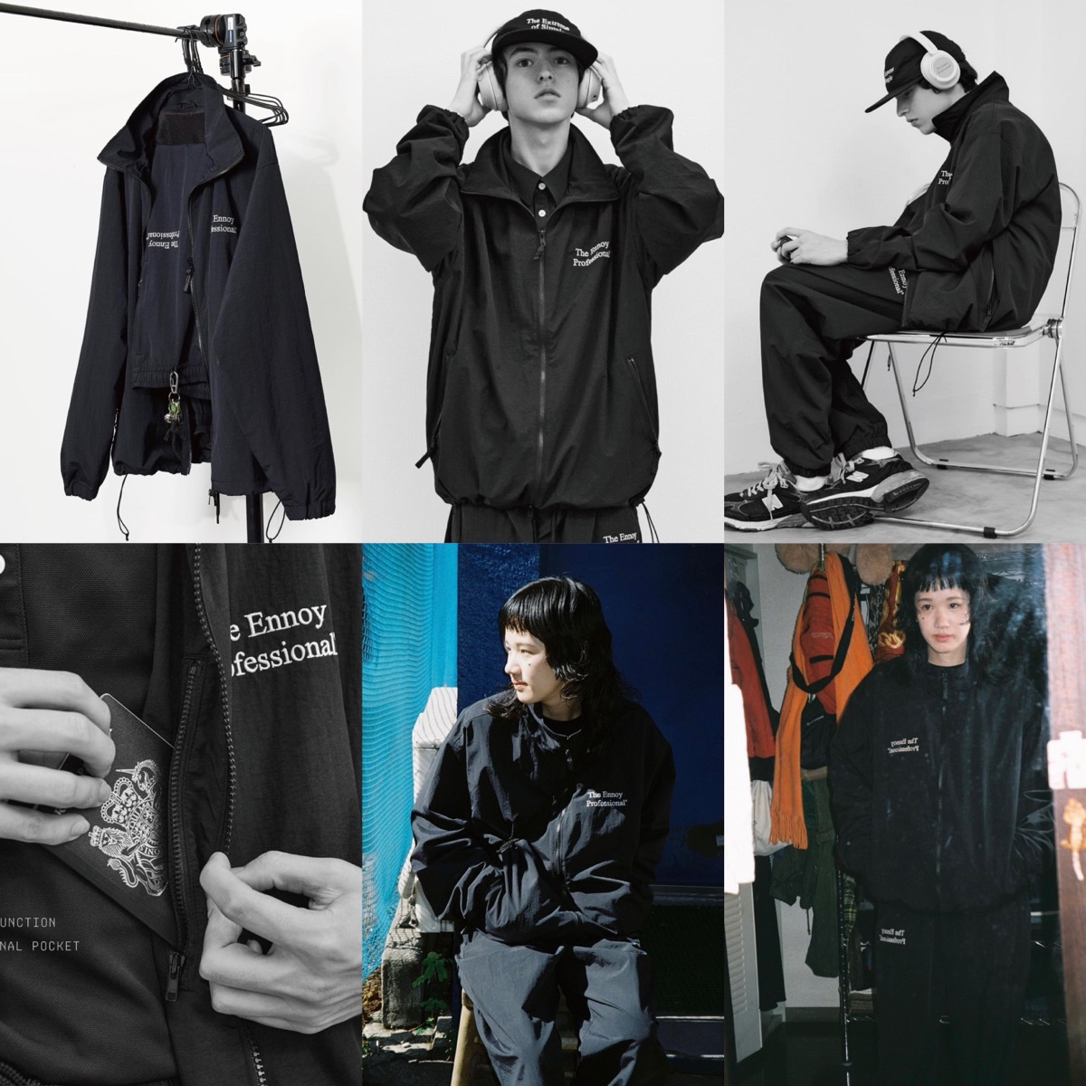 L ennoy スタイリスト私物 NYLON TRACK SUIT Black-