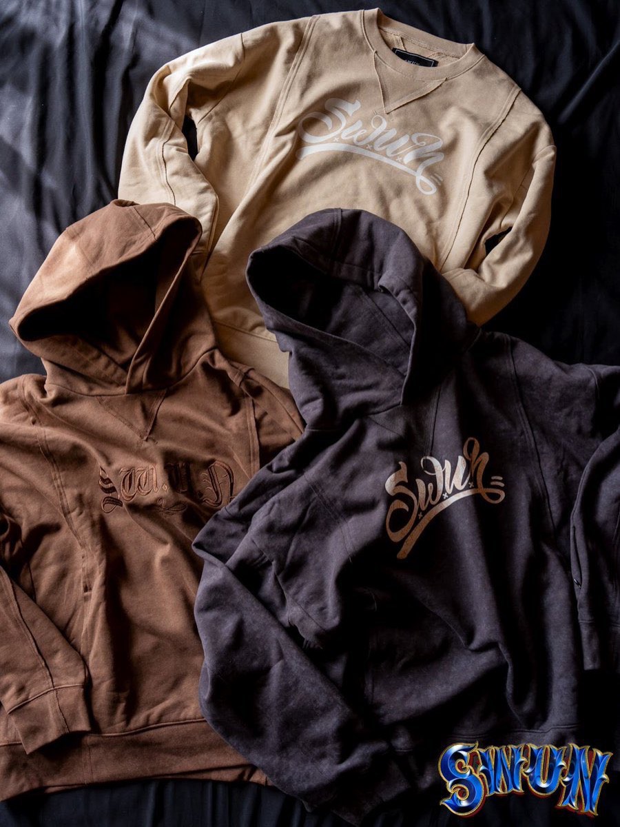 SWUN Original Embroidered Hoodie (Brown)サイズSML