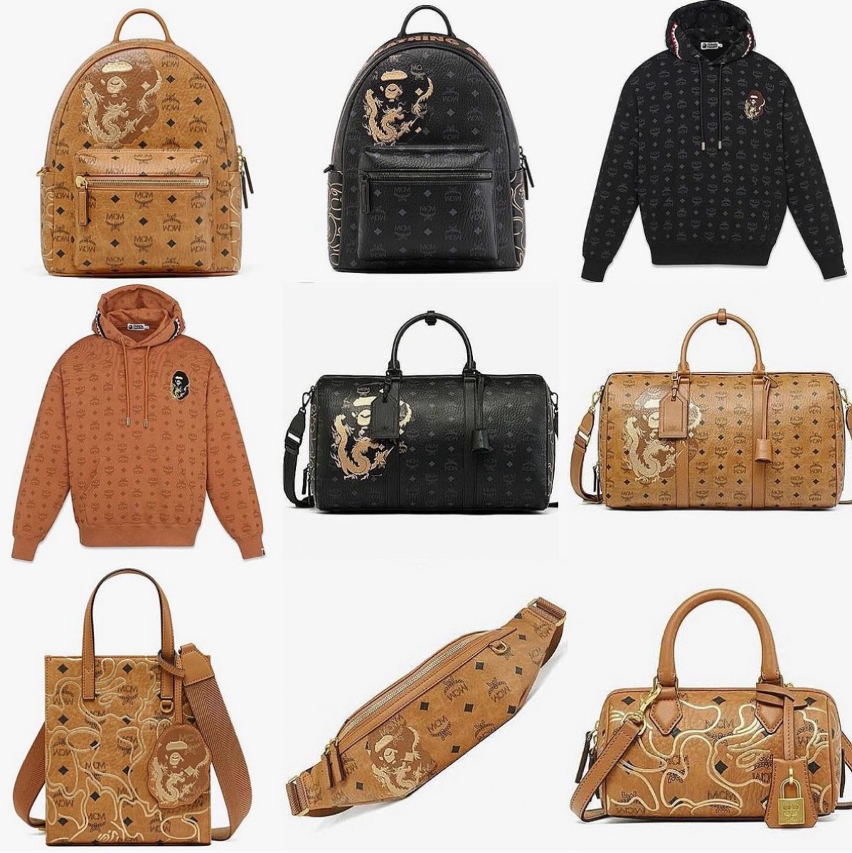 BAPE®︎ × MCM 辰年を祝したコラボコレクションが国内1月5日より発売 