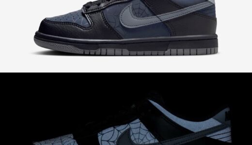 蜘蛛の巣柄の反射素材を使用した Nike Dunk Low GS “Symbiote”が発売予定 ［HQ3815-001］