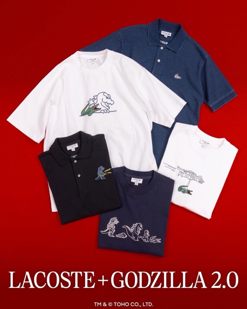 LACOSTE アートプログラム ゴジラ ポロシャツ 5L Lacoste is teaming up with Godzilla once again for a new drop
