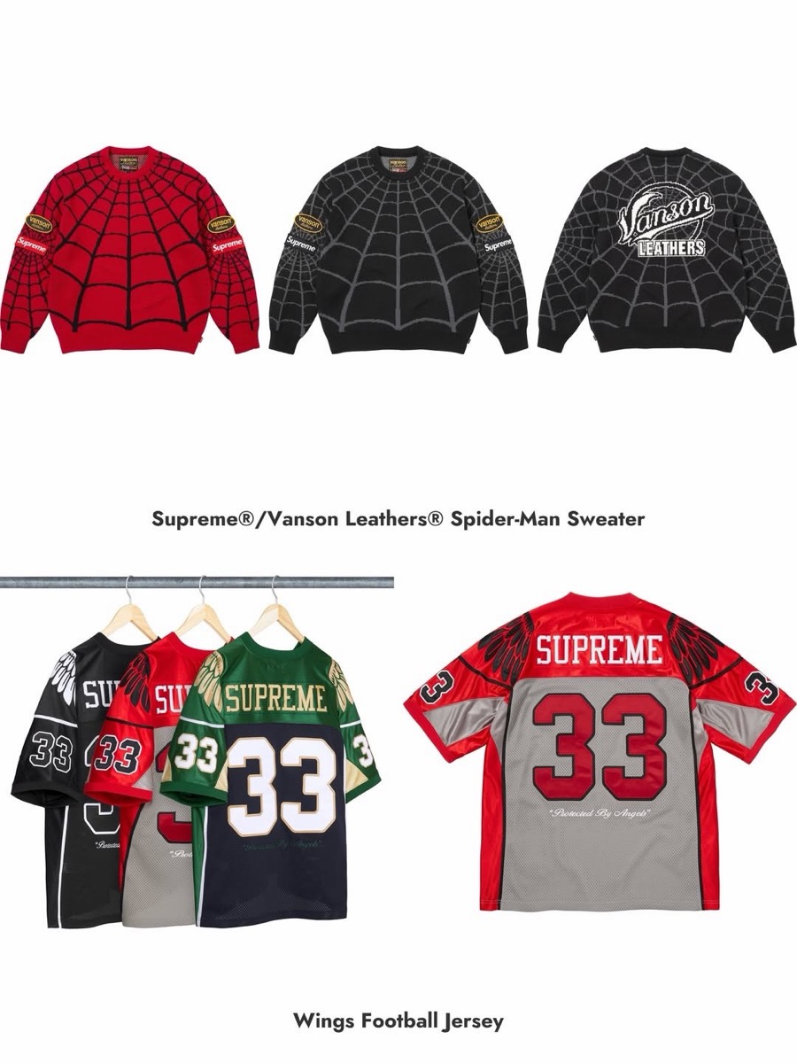 Supreme x Vanson Leathers x Spider-Man 26SS Week14 が国内5月30日