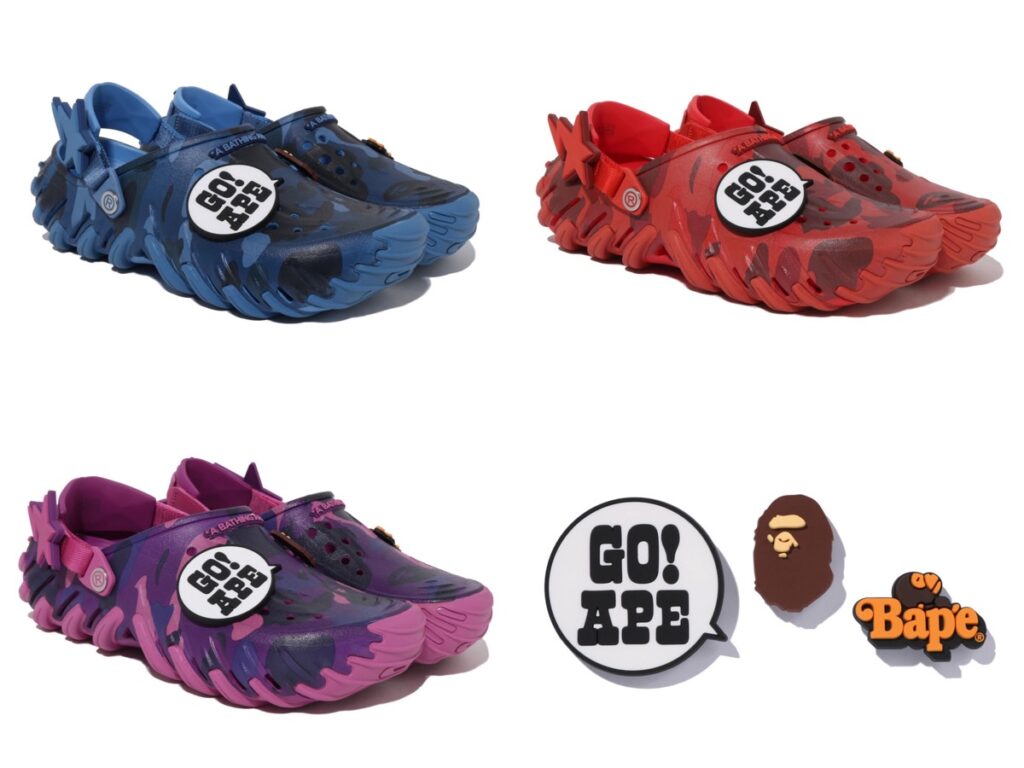 BAPE®︎ x Crocs コラボサンダル第2弾が国内5月9日／5月12日より発売